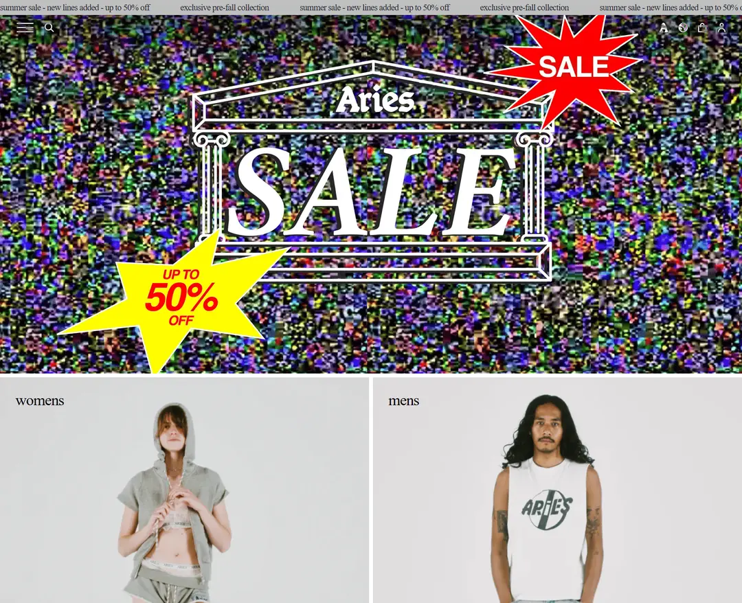Aries — 패션 쇼핑몰 웹사이트 디자인 레퍼런스