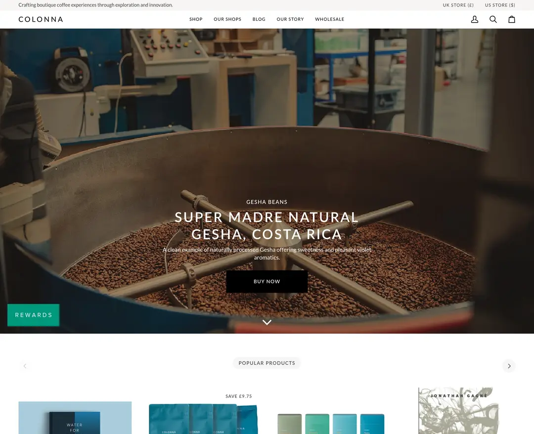 Colonna Coffee — 카페/음식 쇼핑몰 웹사이트 디자인 레퍼런스