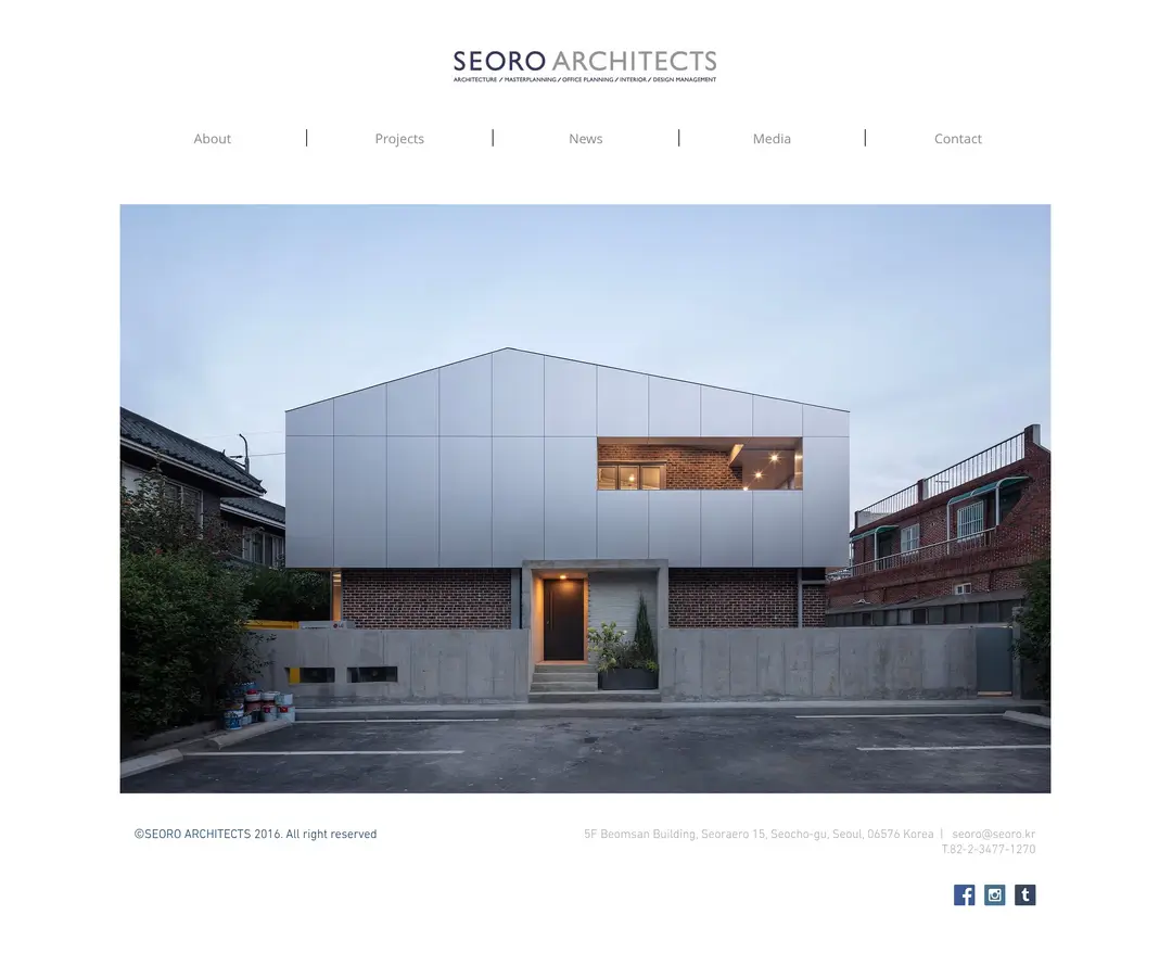 Seoro Architects — 인테리어/가구 포트폴리오 웹사이트 디자인 레퍼런스