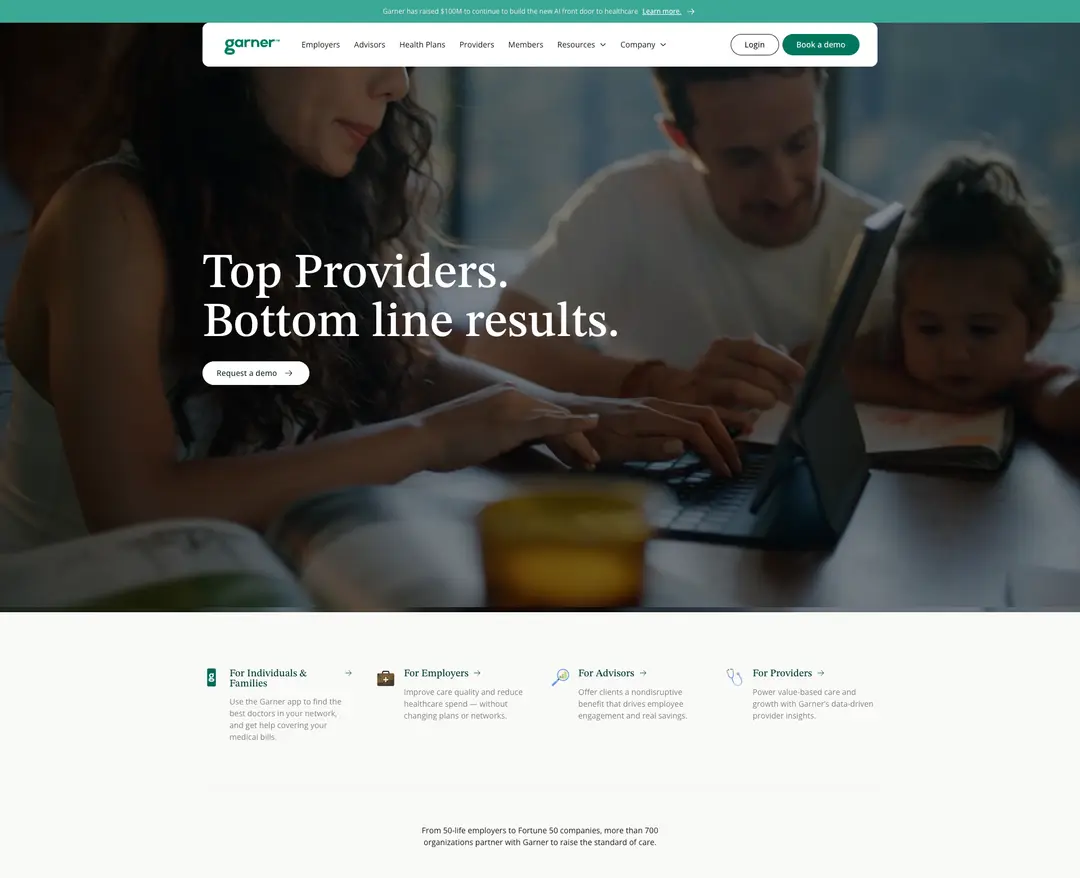 Garner Health — IT/스타트업 플랫폼 웹사이트 디자인 레퍼런스