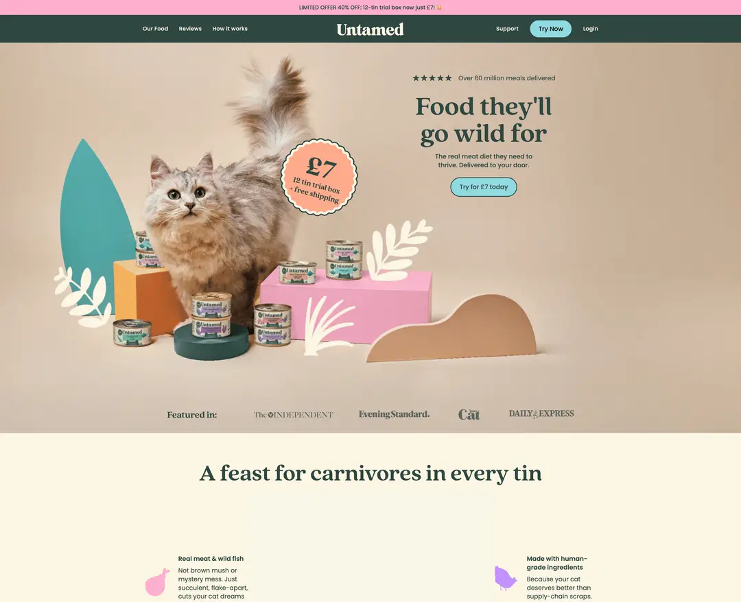 Untamed — 반려동물 쇼핑몰 웹사이트 디자인 레퍼런스