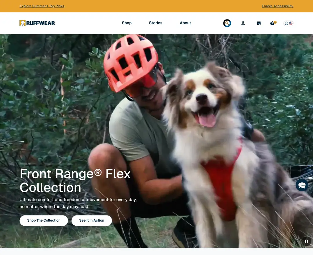 Ruffwear — 반려동물 쇼핑몰 웹사이트 디자인 레퍼런스