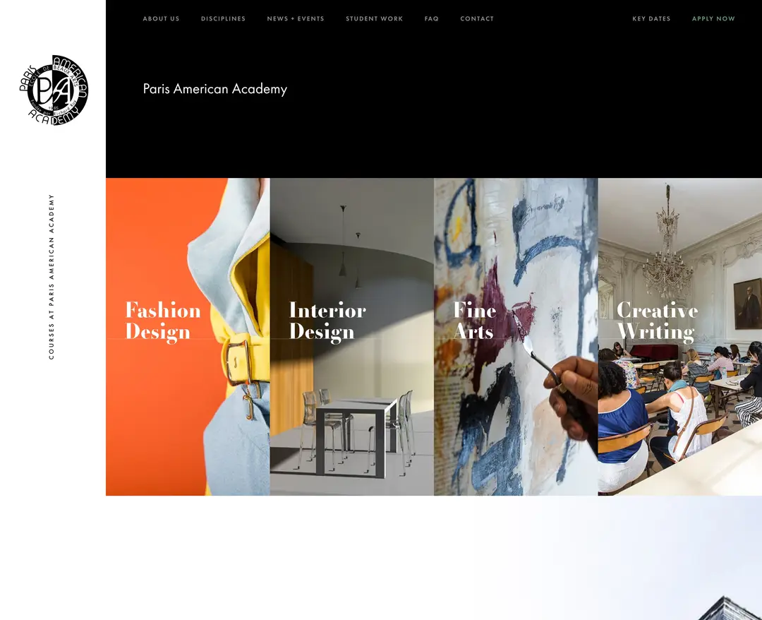 Paris American Academy — 교육 소개 웹사이트 디자인 레퍼런스