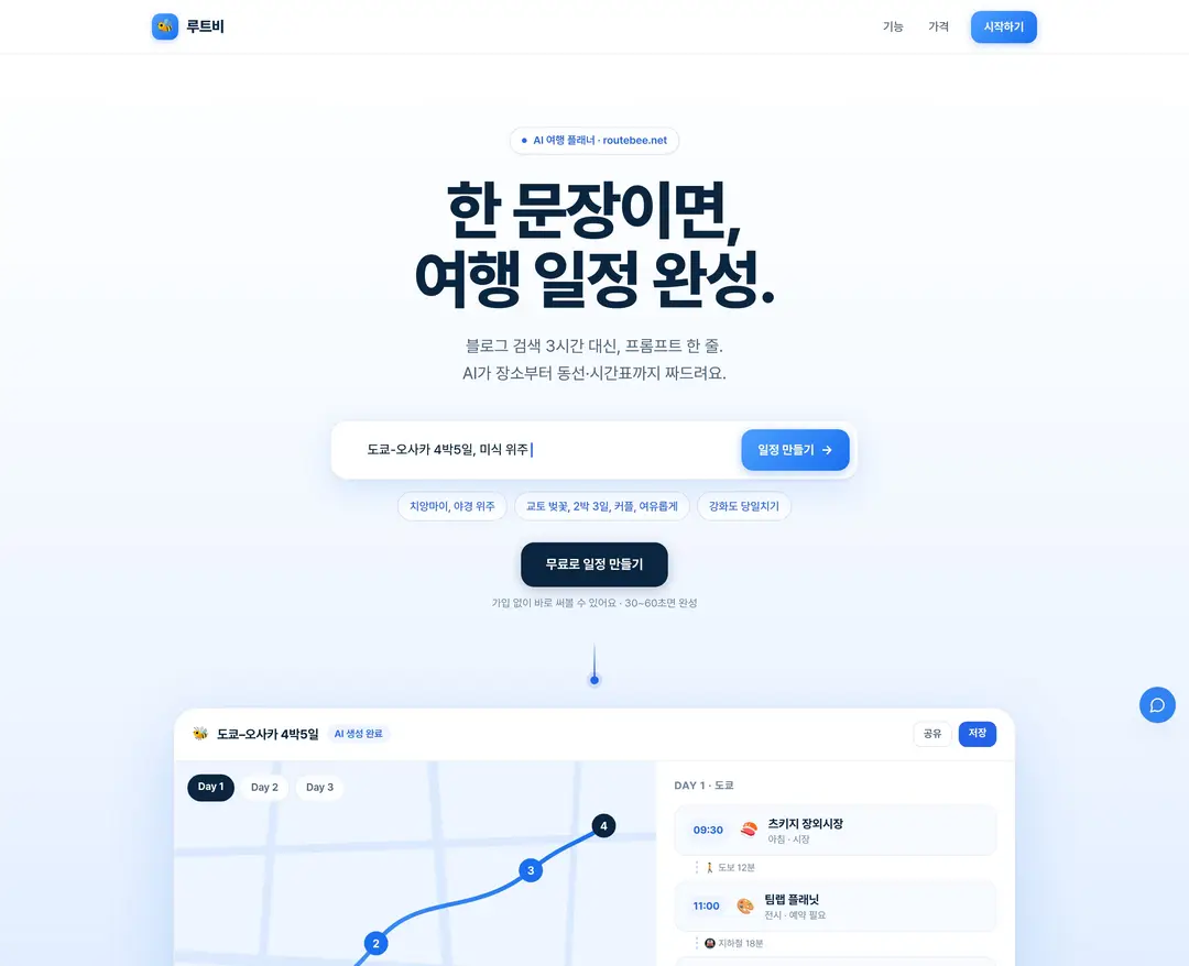 루트비 — 여행/호텔 플랫폼 웹사이트 디자인 레퍼런스