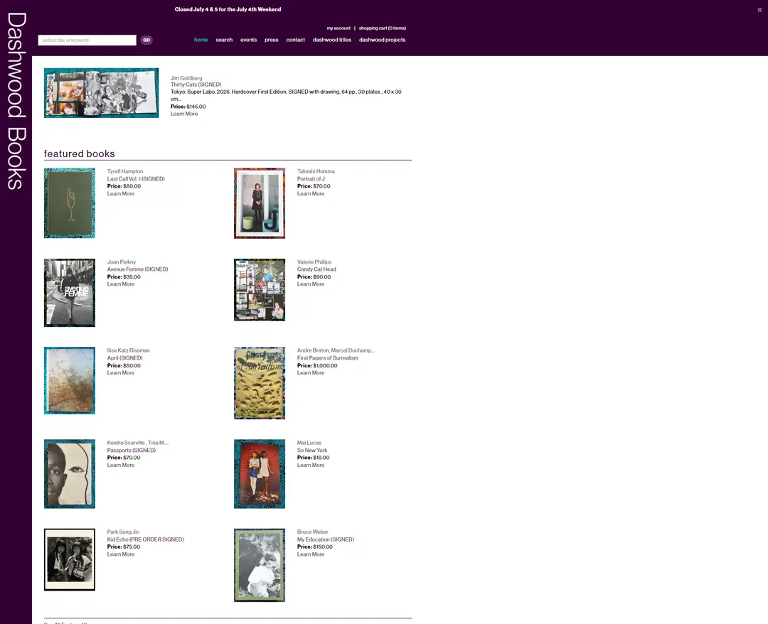 Dashwood Books — 패션 쇼핑몰 웹사이트 디자인 레퍼런스