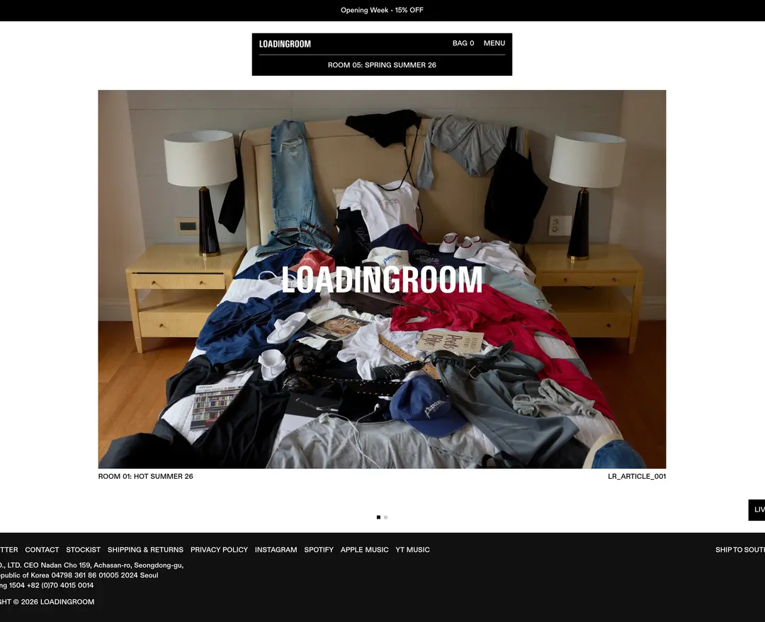 LOADINGROOM — 패션 쇼핑몰 웹사이트 디자인 레퍼런스
