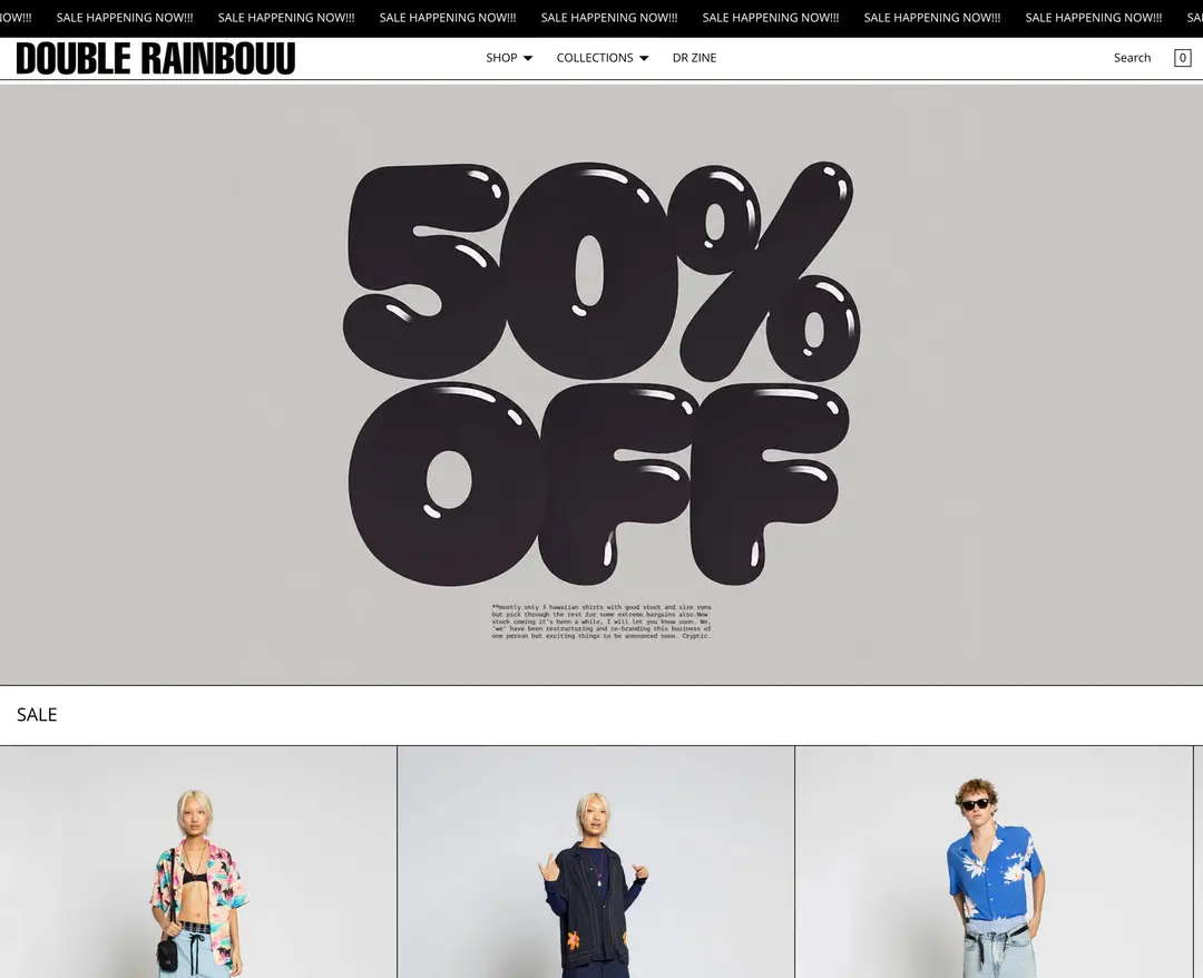 DOUBLE RAINBOUU — 패션 쇼핑몰 웹사이트 디자인 레퍼런스