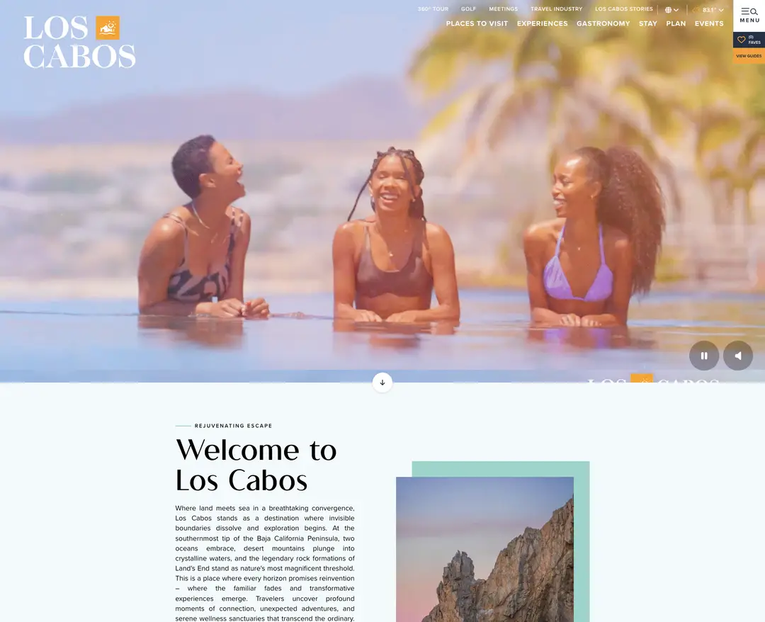 Los Cabos — 여행/호텔 콘텐츠 웹사이트 디자인 레퍼런스