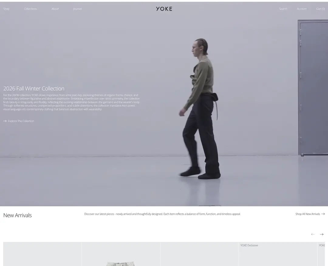 YOKE — 패션 쇼핑몰 웹사이트 디자인 레퍼런스