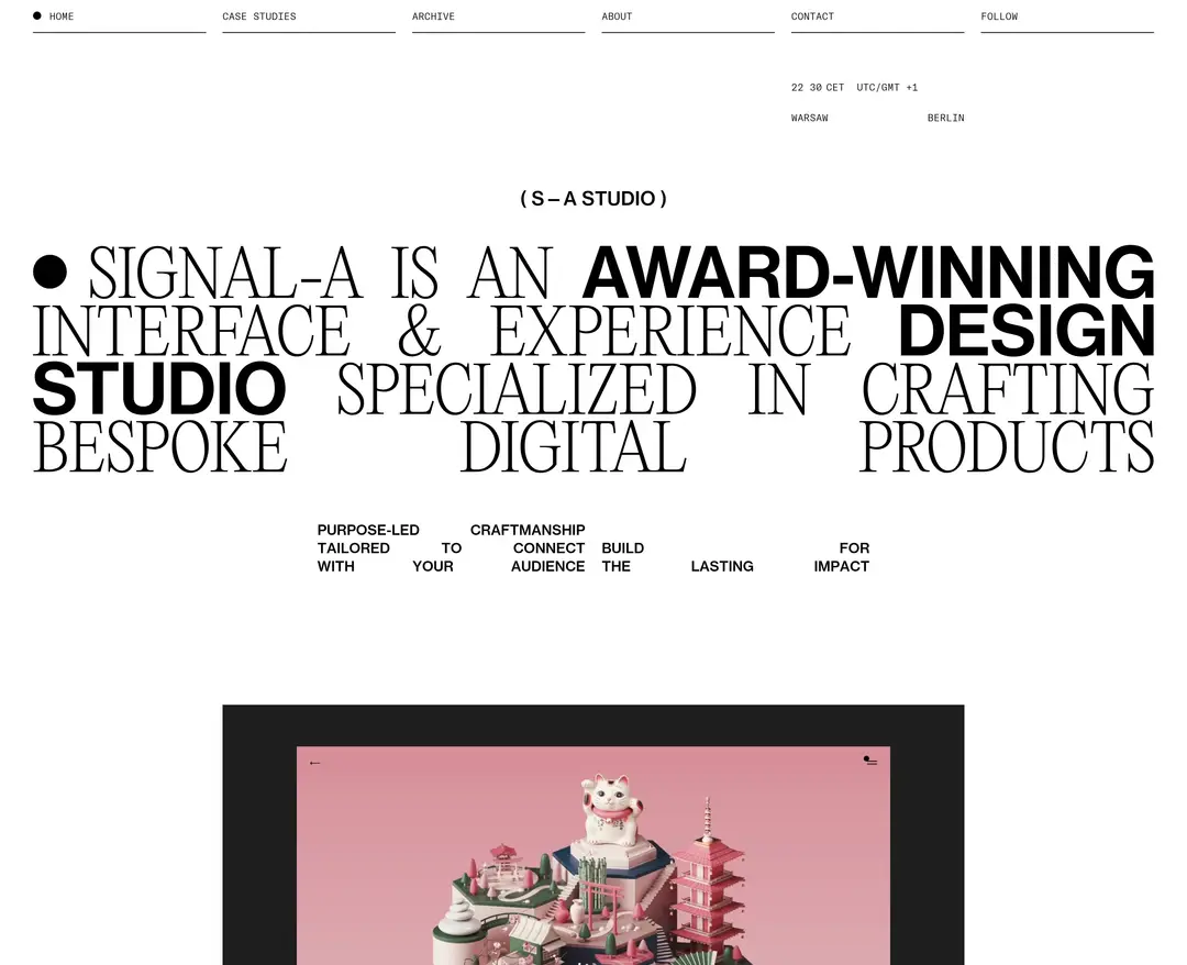 Signal-A Studio — 기타 포트폴리오 웹사이트 디자인 레퍼런스
