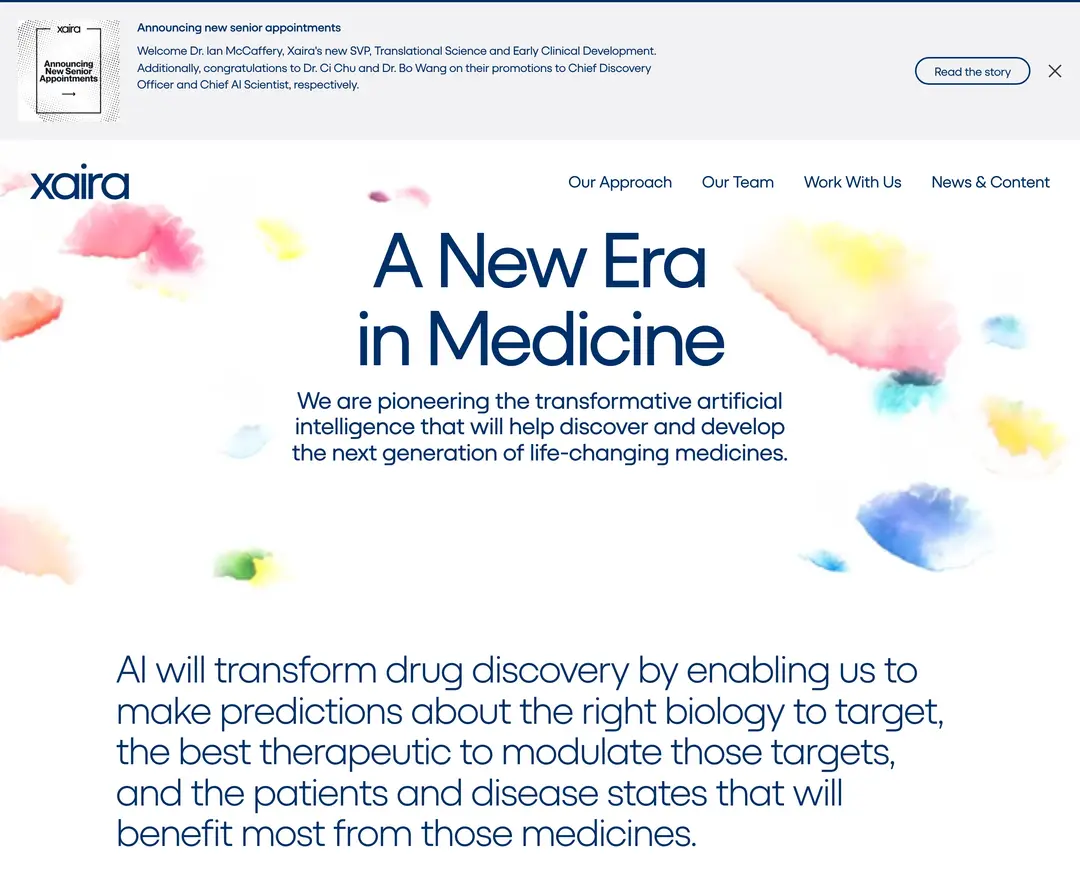 Xaira Therapeutics — 기타 소개 웹사이트 디자인 레퍼런스