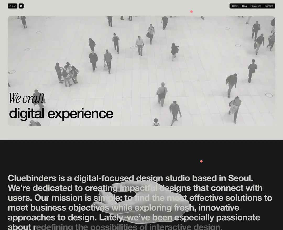 cluebinders — IT/스타트업 포트폴리오 웹사이트 디자인 레퍼런스