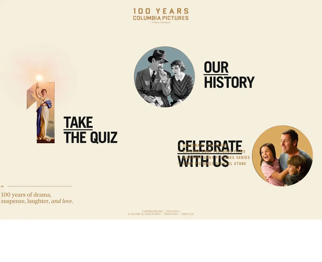 100 Years of Columbia Pictures — 기타 랜딩페이지 웹사이트 디자인 레퍼런스