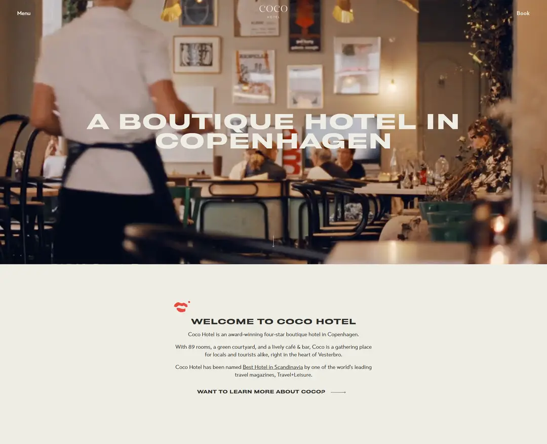 Coco Hotel — 여행/호텔 소개 웹사이트 디자인 레퍼런스