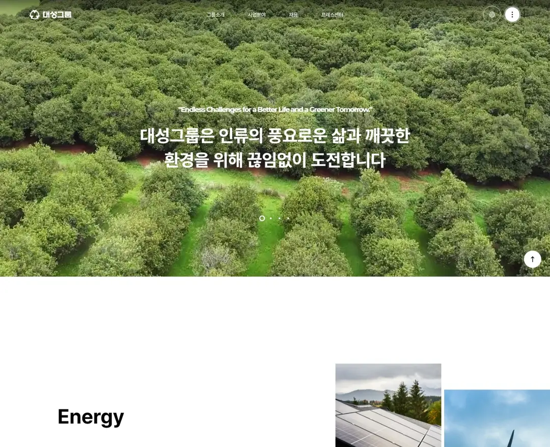 대성그룹 — 기타 소개 웹사이트 디자인 레퍼런스