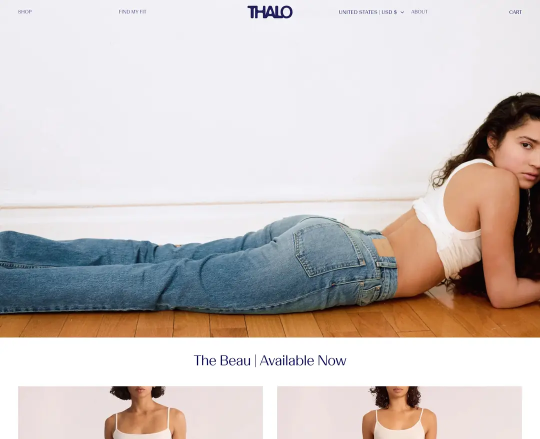 Thalo Denim — 패션 쇼핑몰 웹사이트 디자인 레퍼런스