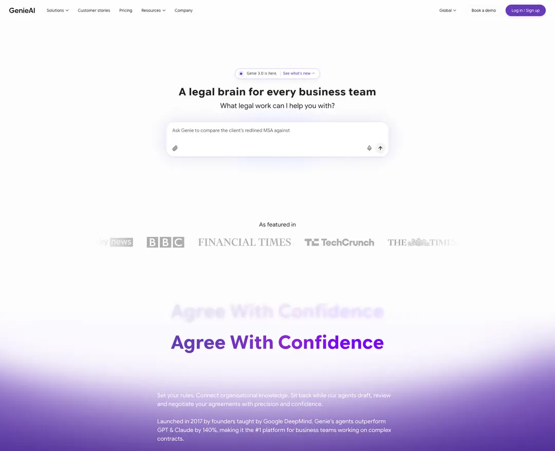 GenieAI — 법률/세무 플랫폼 웹사이트 디자인 레퍼런스