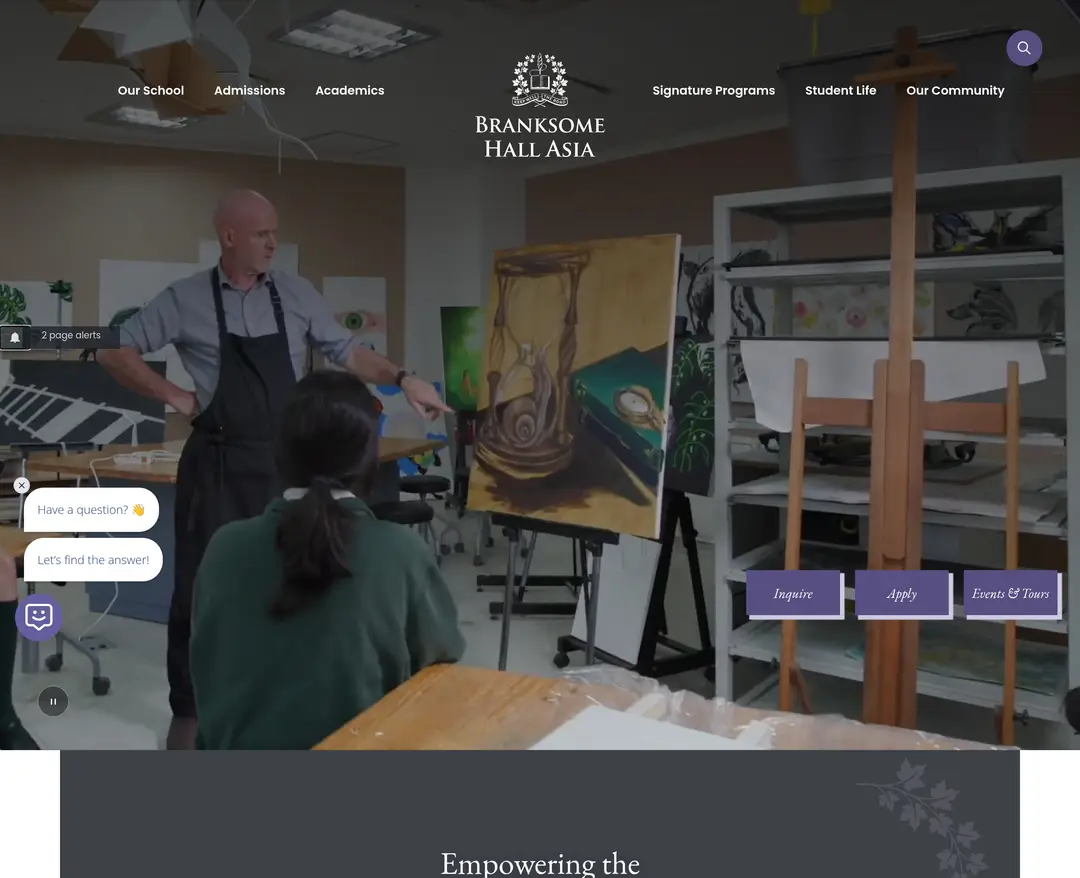 Branksome Hall Asia — 교육 소개 웹사이트 디자인 레퍼런스