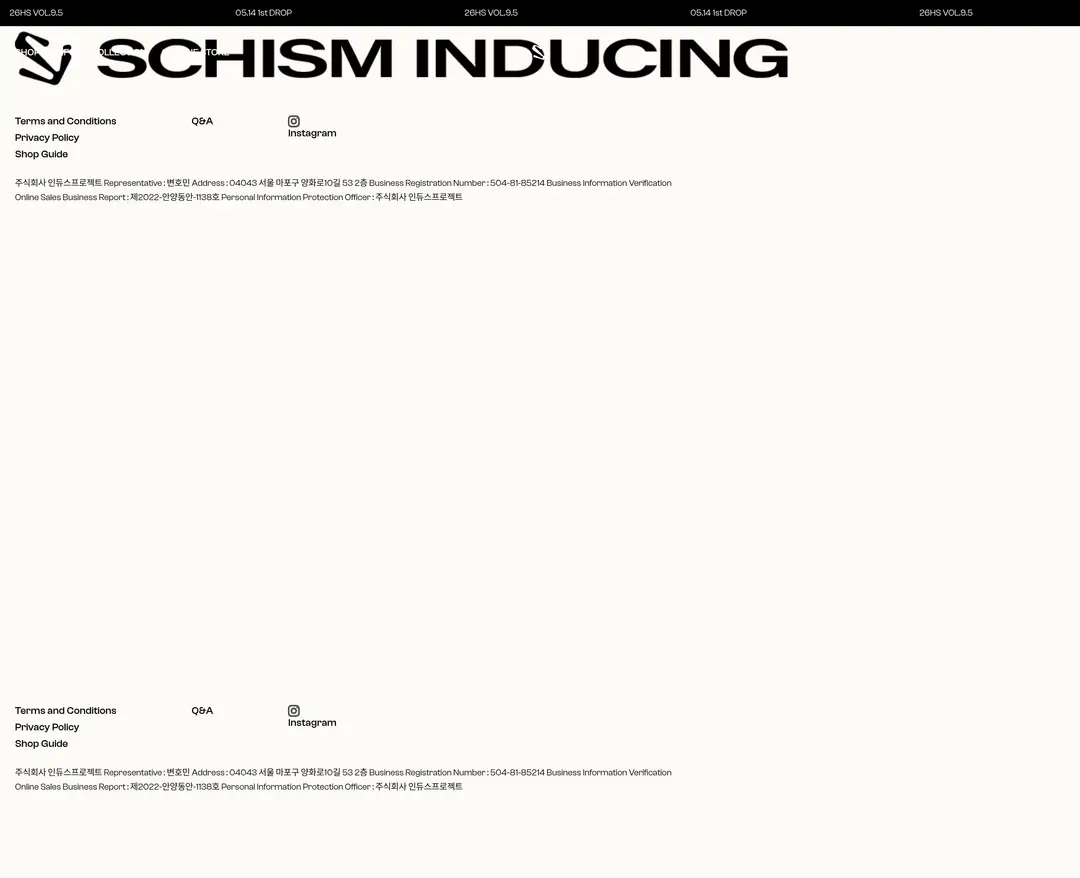 SCHISM INDUCING — 패션 쇼핑몰 웹사이트 디자인 레퍼런스