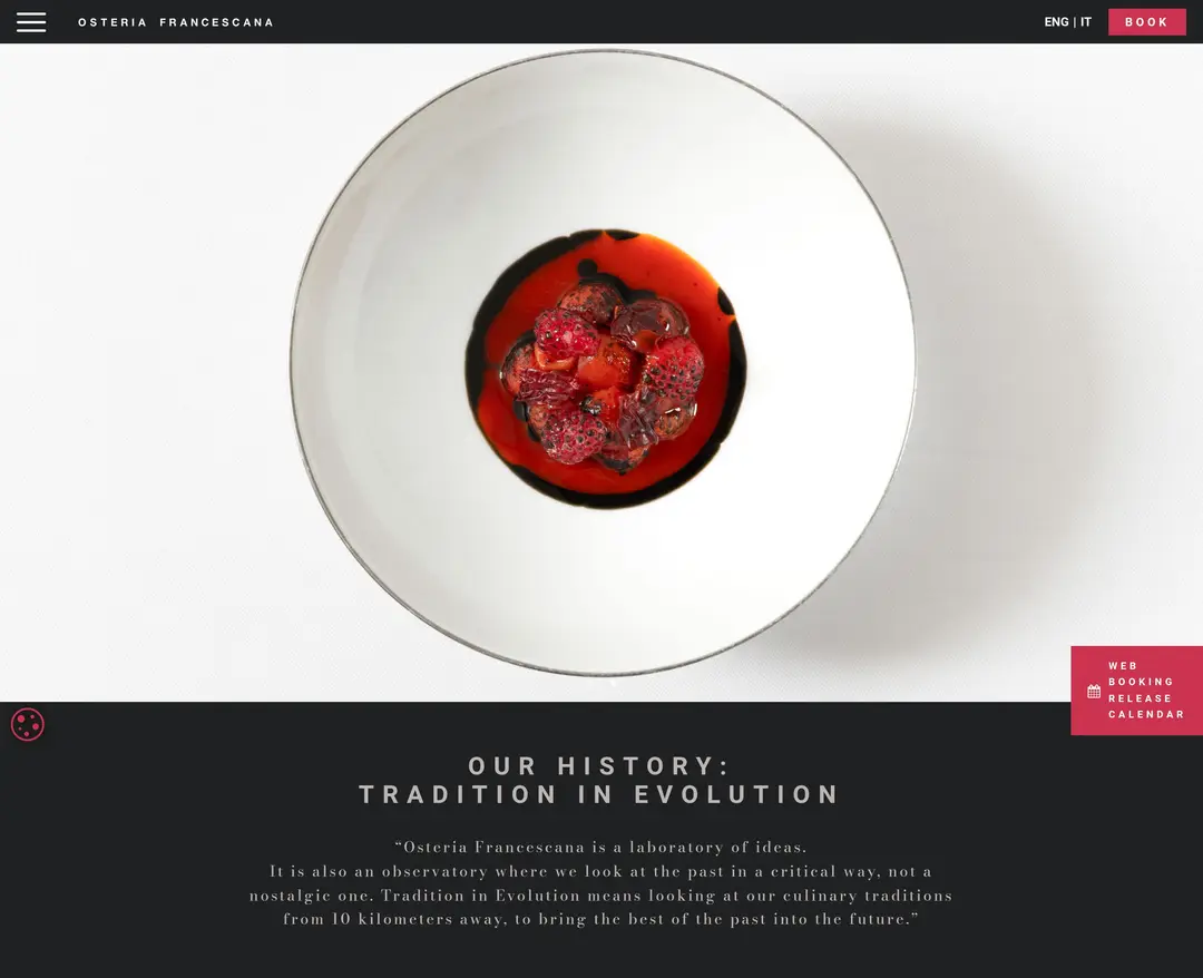 OSTERIA FRANCESCANA — 카페/음식 소개 웹사이트 디자인 레퍼런스