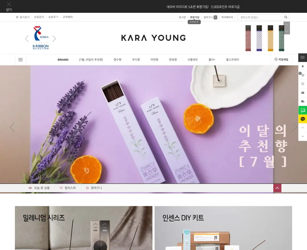 KARA YOUNG — 라이프스타일 쇼핑몰 웹사이트 디자인 레퍼런스
