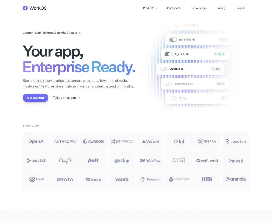 WorkOS — IT/스타트업 플랫폼 웹사이트 디자인 레퍼런스