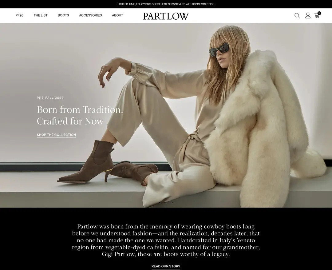 Partlow — 패션 쇼핑몰 웹사이트 디자인 레퍼런스
