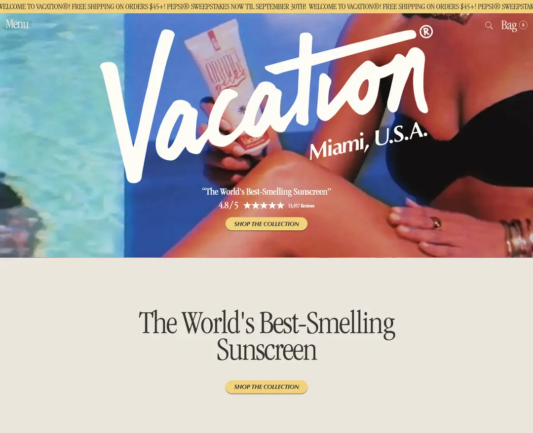 Vacation® — 화장품 쇼핑몰 웹사이트 디자인 레퍼런스