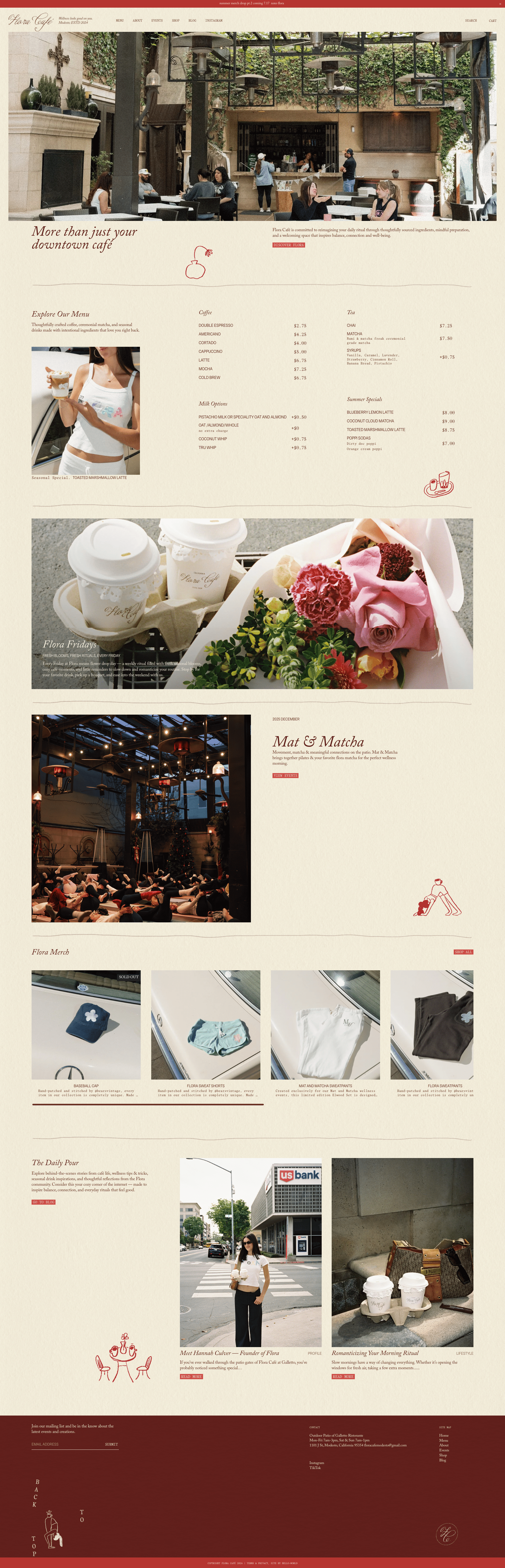 Flora Cafe — 카페/음식 소개 웹사이트 디자인 레퍼런스 스크린샷 3