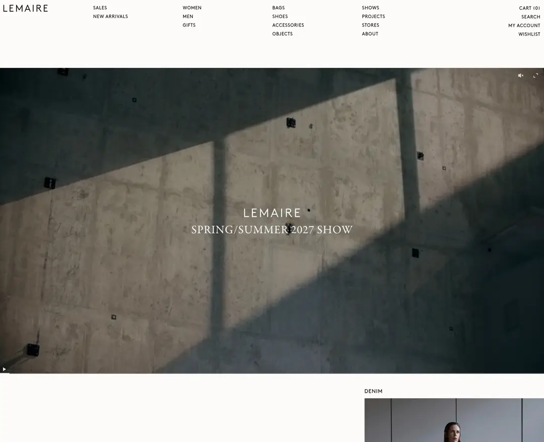 LEMAIRE — 패션 쇼핑몰 웹사이트 디자인 레퍼런스