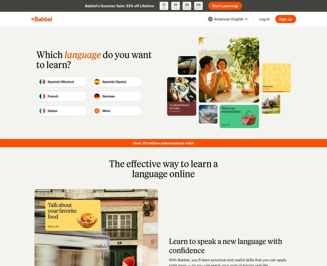 Babbel — 교육 플랫폼 웹사이트 디자인 레퍼런스
