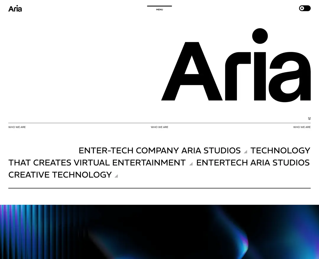 아리아스튜디오 — IT/스타트업 포트폴리오 웹사이트 디자인 레퍼런스