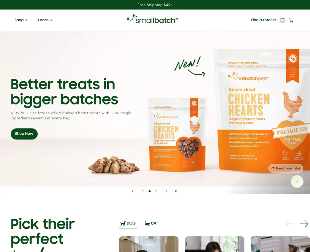 Smallbatch Pets — 반려동물 쇼핑몰 웹사이트 디자인 레퍼런스