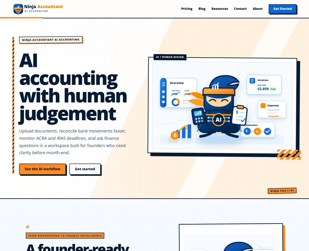Ninja Accountant — 법률/세무 플랫폼 웹사이트 디자인 레퍼런스