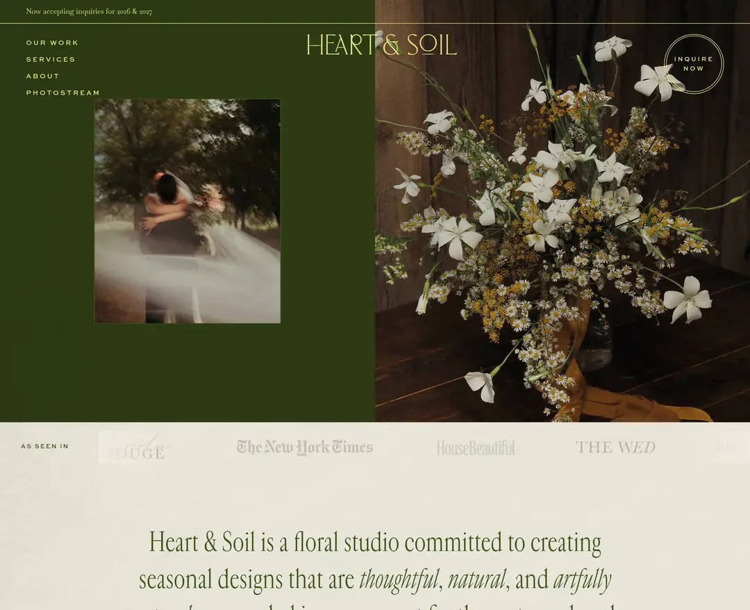 Heart & Soil Flowers — 라이프스타일 소개 웹사이트 디자인 레퍼런스