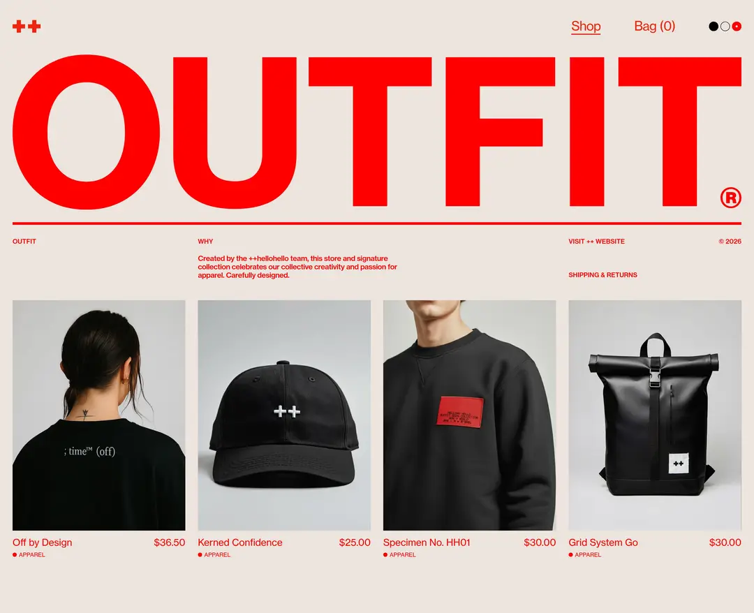 OUTFIT® by ++hellohello — 패션 쇼핑몰 웹사이트 디자인 레퍼런스