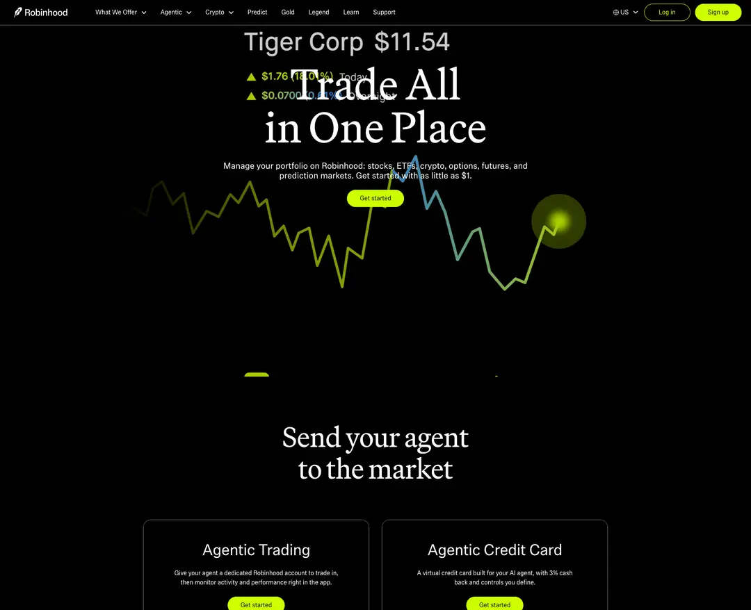 Robinhood — 금융/부동산 플랫폼 웹사이트 디자인 레퍼런스