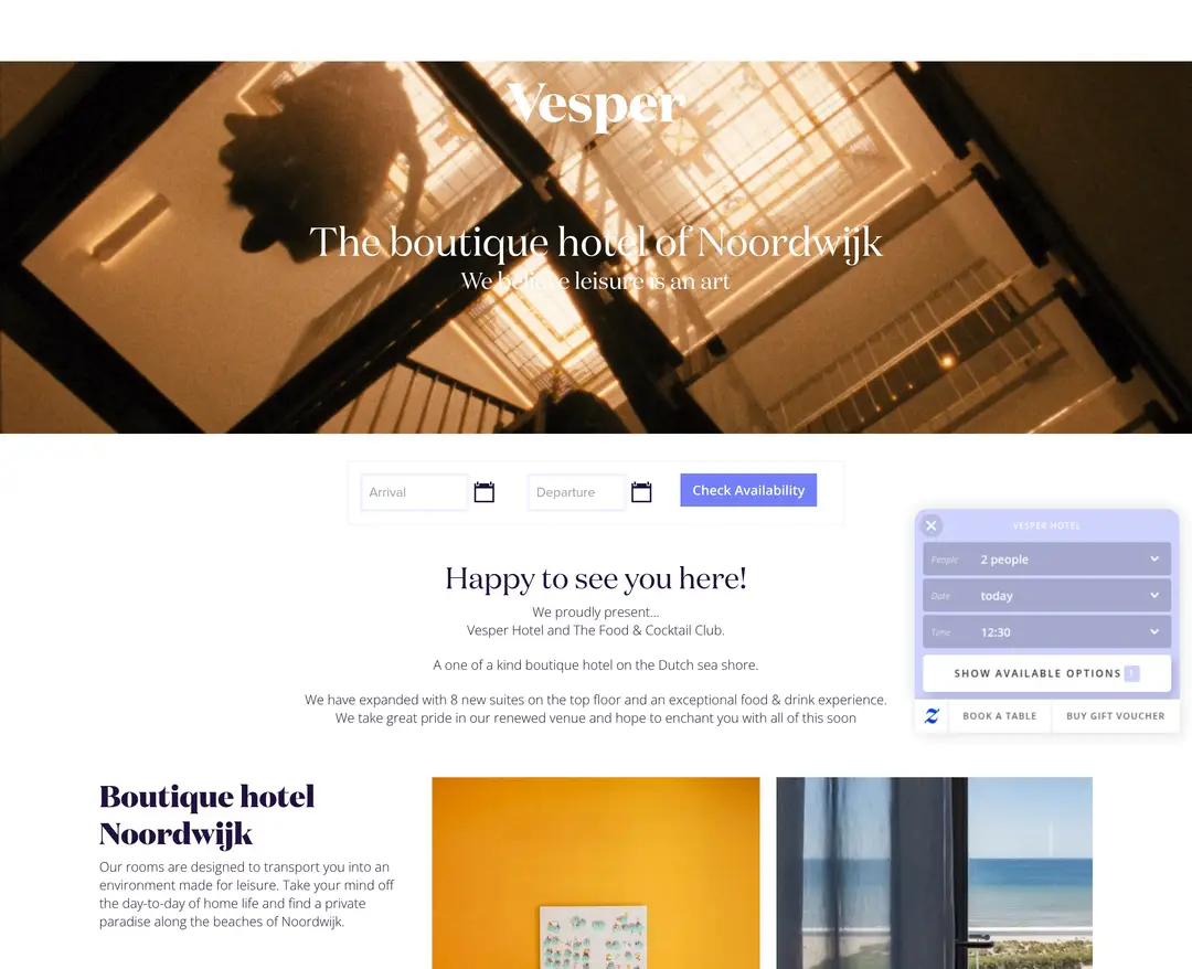 Vesper Hotel — 여행/호텔 소개 웹사이트 디자인 레퍼런스