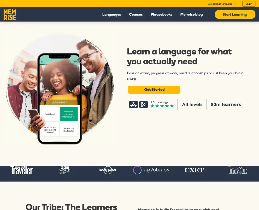 Memrise — 교육 플랫폼 웹사이트 디자인 레퍼런스