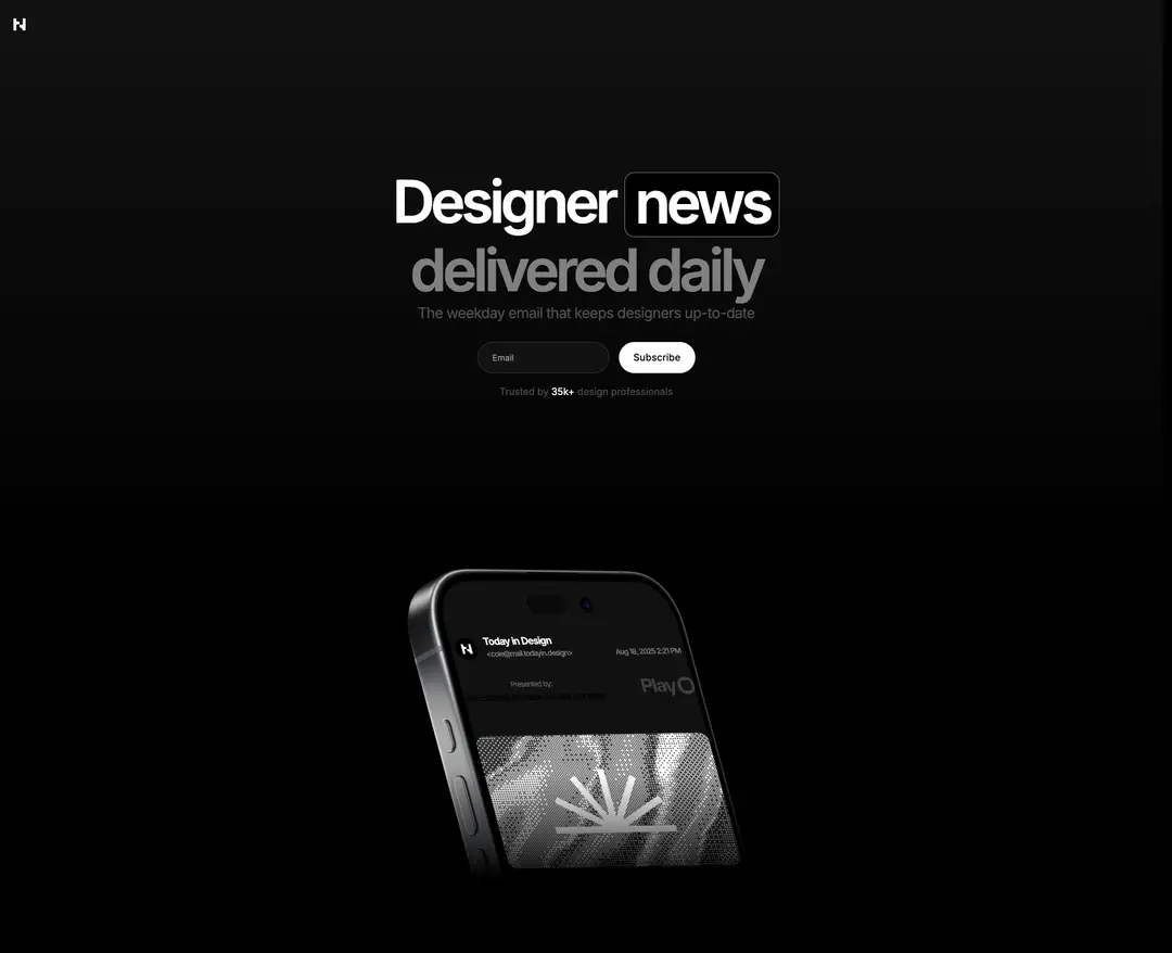 Today in Design — 기타 콘텐츠 웹사이트 디자인 레퍼런스