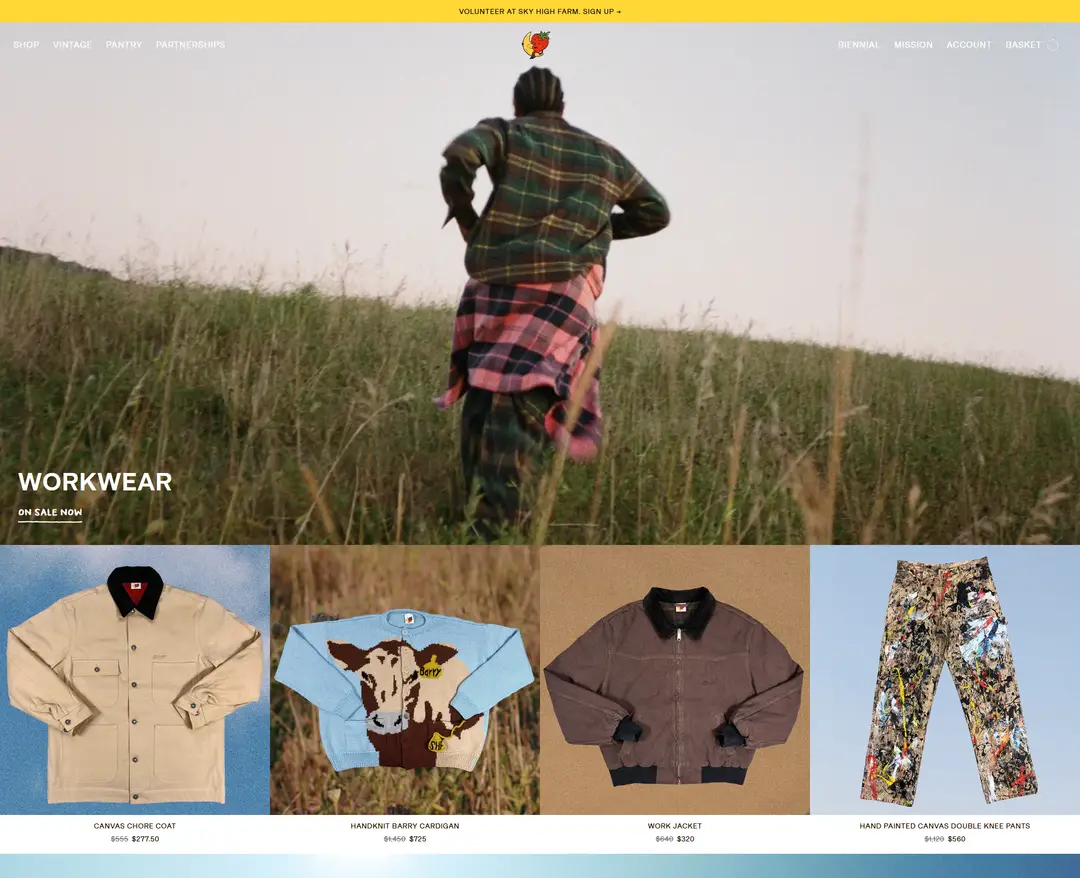 Sky High Farm Goods — 패션 쇼핑몰 웹사이트 디자인 레퍼런스