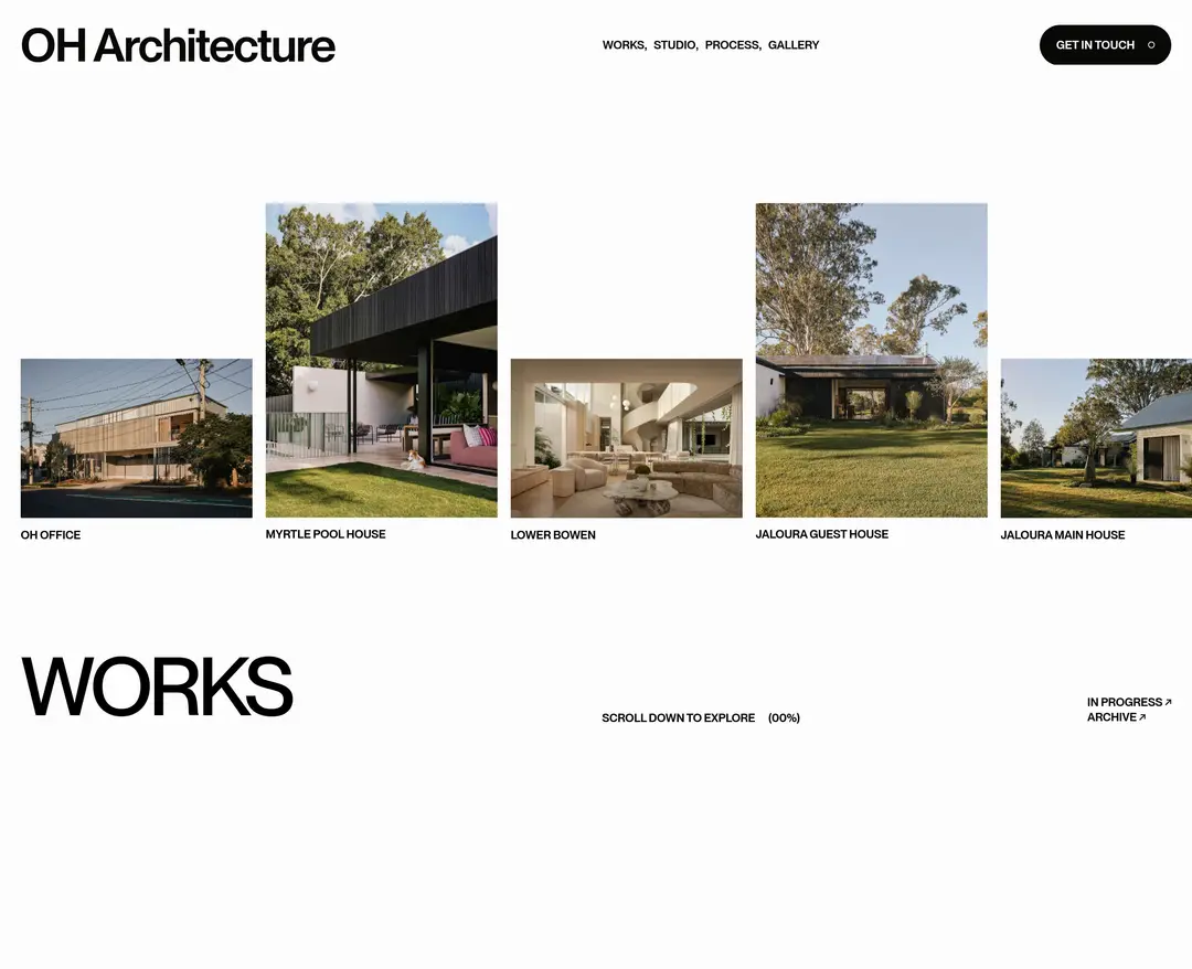 OH Architecture — 인테리어/가구 포트폴리오 웹사이트 디자인 레퍼런스