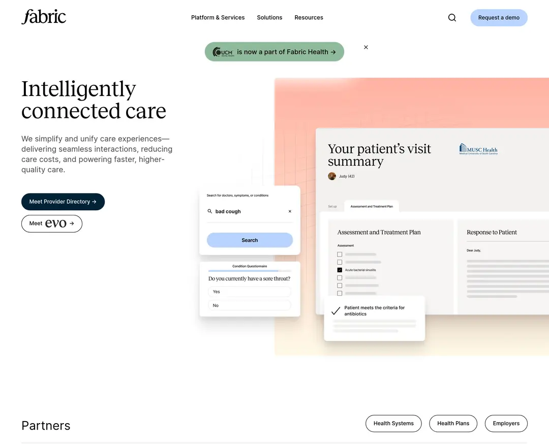 Fabric Health — IT/스타트업 플랫폼 웹사이트 디자인 레퍼런스