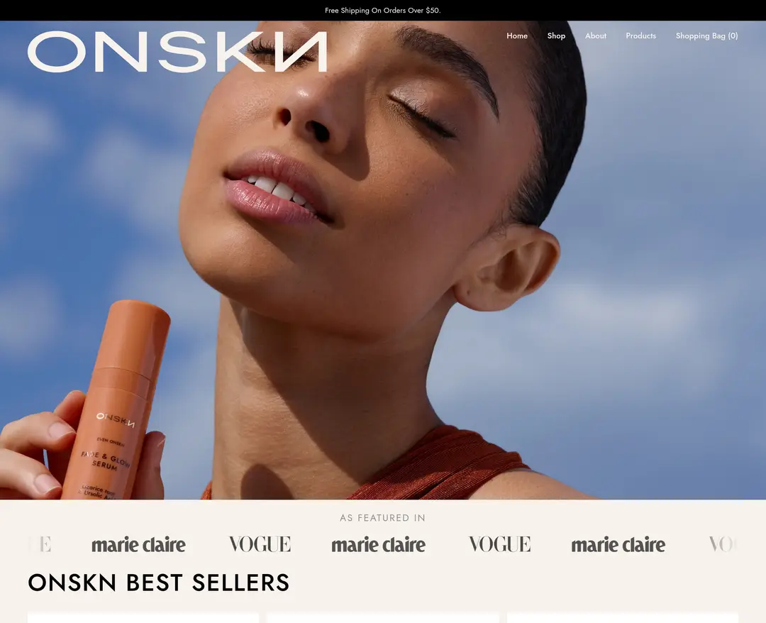ONSKN — 화장품 쇼핑몰 웹사이트 디자인 레퍼런스