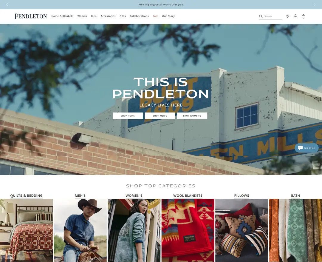 Pendleton — 패션 쇼핑몰 웹사이트 디자인 레퍼런스