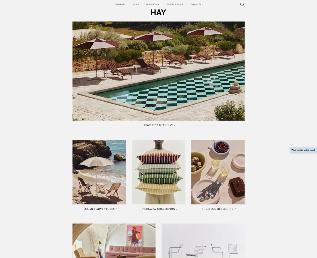 HAY — 인테리어/가구 쇼핑몰 웹사이트 디자인 레퍼런스