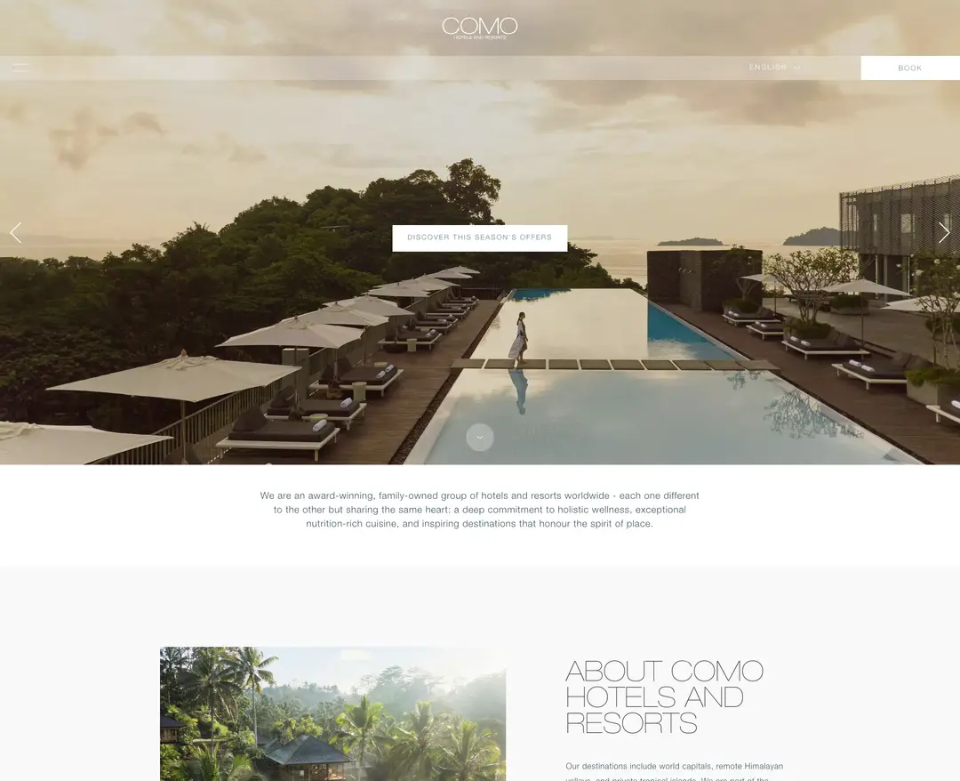 COMO Hotels and Resorts — 여행/호텔 소개 웹사이트 디자인 레퍼런스