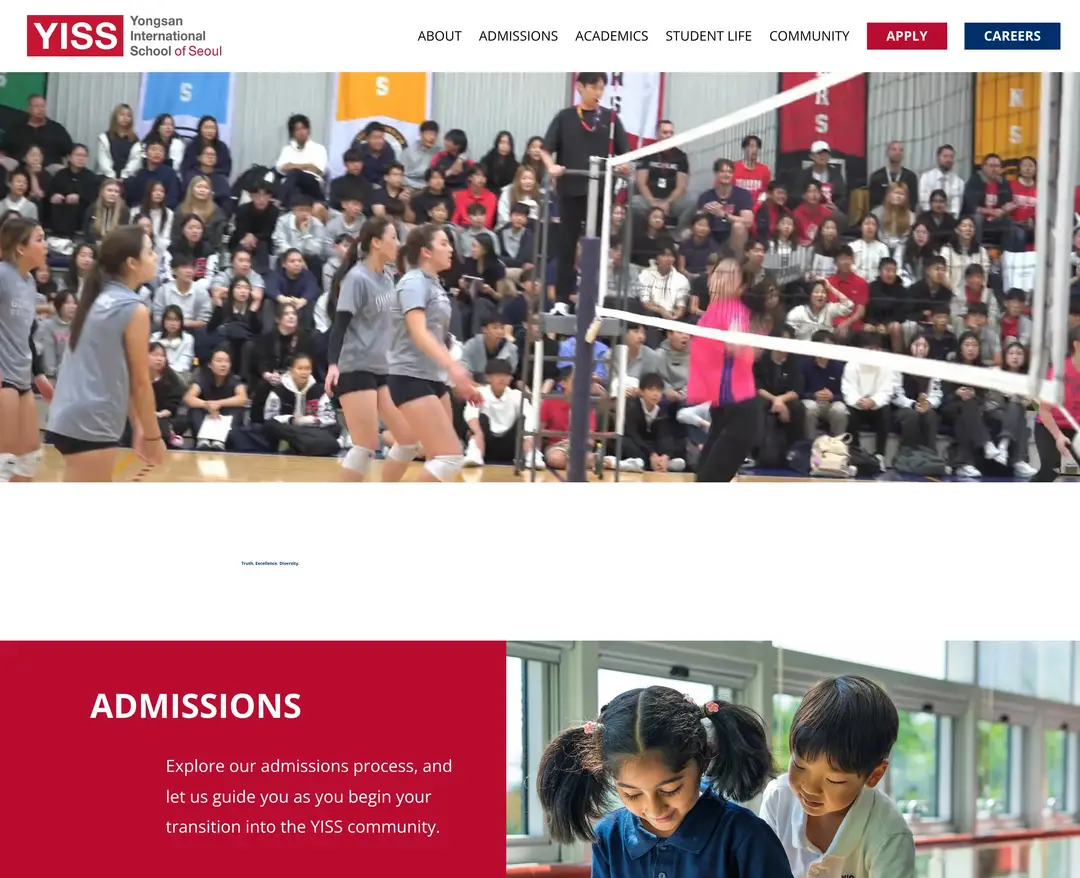 Yongsan International School of Seoul — 교육 소개 웹사이트 디자인 레퍼런스