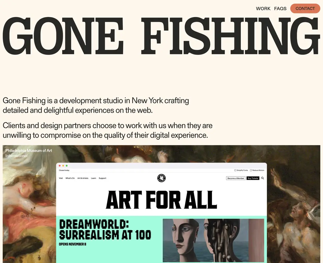Gone Fishing Studio — 기타 포트폴리오 웹사이트 디자인 레퍼런스
