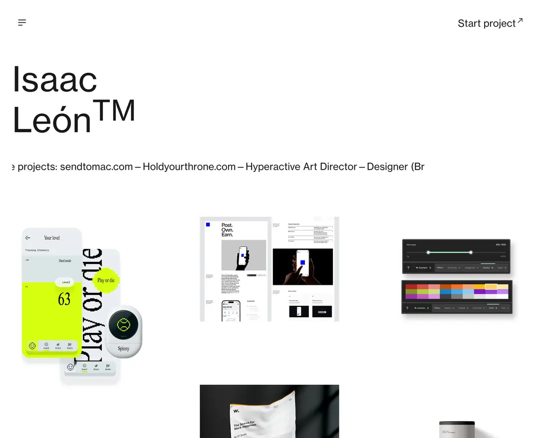 Isaac Leon — 기타 포트폴리오 웹사이트 디자인 레퍼런스